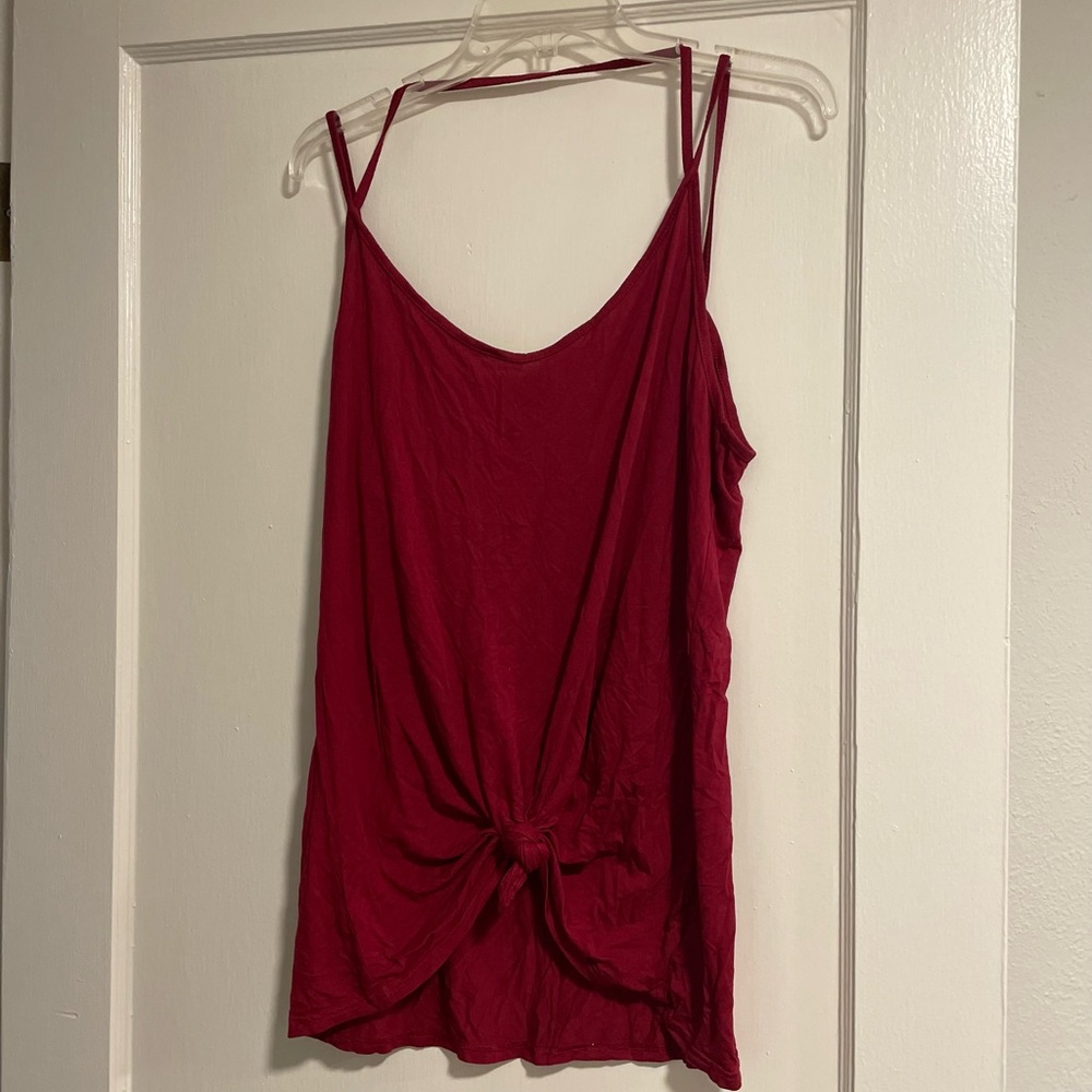 Women’s Knot-Front Tank Top in Wine